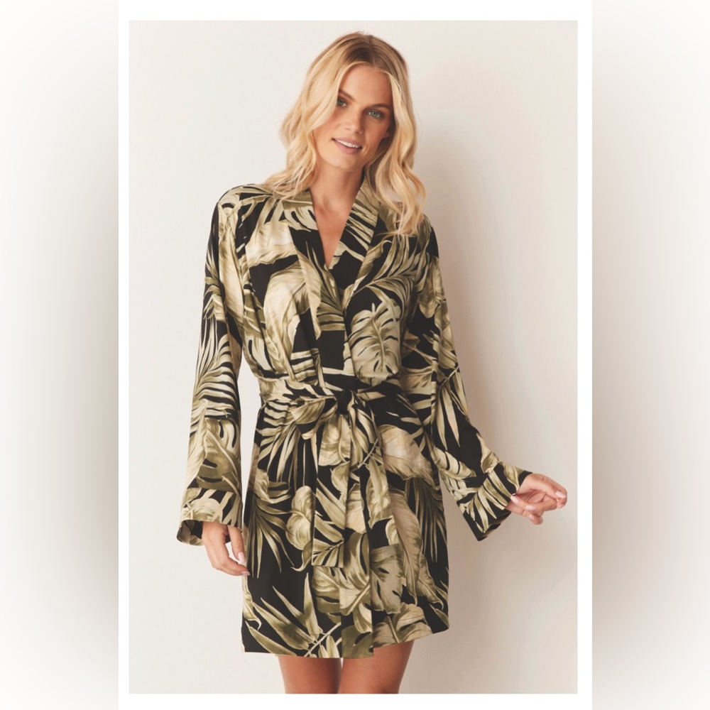 MASONgrey short robe - Midnight Palm - M